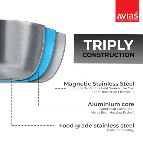 Avias Riara Triply Tope with Lid | 5 Years Warranty | Stainless Steel Tope, Induction Base, Triply Patila, 3 Layered Stainless Steel Cookware,... - Image 6
