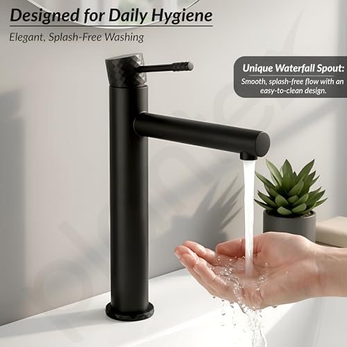 Image of Plantex Wash Basin Mixer Tap Hot and Cold /Pure Brass Tap Handle and 304 Grade Stainless Steel Body /Hot & Cold Basin Mixer /Pillar Spout for Wash Basin /Deck Mount - (8013-2, Black)