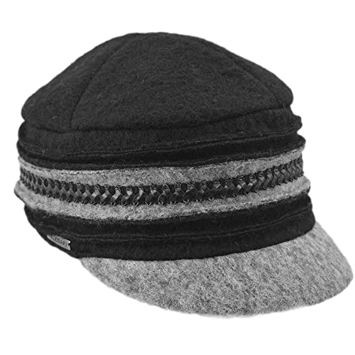 MELEGARI Mütze mit Visier, Arianna | Wolle mit Futter | Rollbar | Herbst/Winter, Schwarz , One size Cover