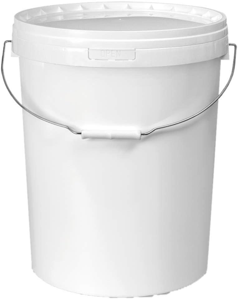 25 LITRE PLASTIC BUCKET WITH LID & METAL HANDLE ARM, DURABLE, GLOSSED, HARD WEARING BUCKET