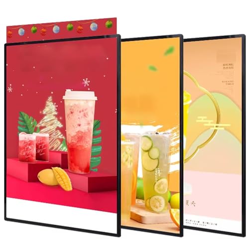 Ultra-Thin Tempered Glass LED Light Box for Wall-Mounted Backlit Advertising and Retail Menu Display in Restaurants, Shops, and Cafes