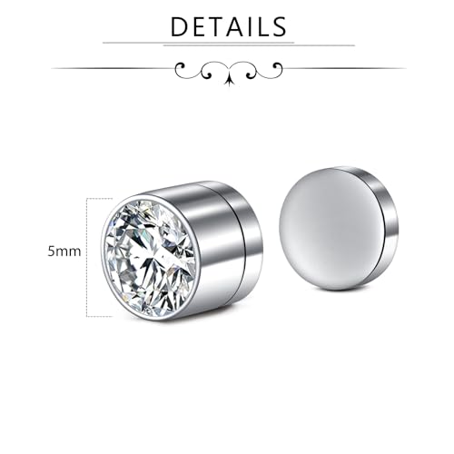 D.Bella Stud Earrings Fake Cubic Zirconia Diamond Earrings for Women Men Silver3