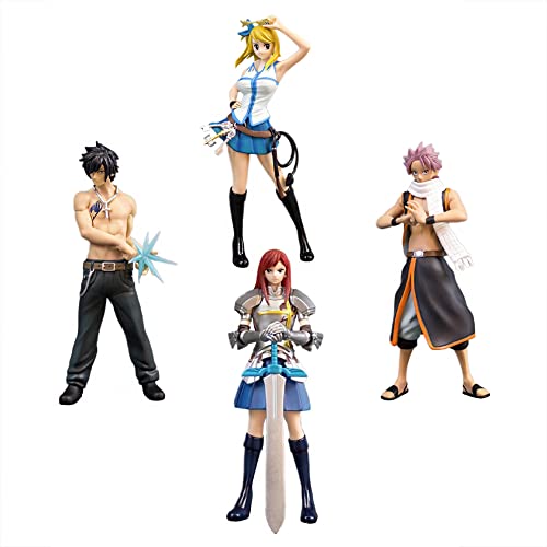 Qaheart 2Pcs Anime Lucy Heartfilia/Erza Scarlet Action Figure Character Model Statue Collectibles Toy Desktop Ornaments #TOP5