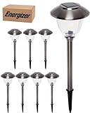 Energizer LED Solar Pathway Lights - 8 Pack of [Stainless Steel] Outdoor Solar Lights - IP65 Waterproof w/Auto On/Off - Patterned Glass and Metal Construction Coated in Stainless Steel