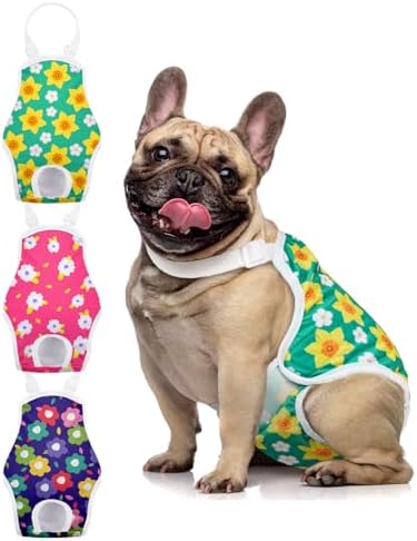 MICOOYO Wiederverwendbare Hundewindeln 3er Pack, verstellbare waschbare Hundehosen für weibliche Hunde Welpen Katzen, Damenwindeln mit Hosenträgern für Inkontinenz, Hitze nach Oper