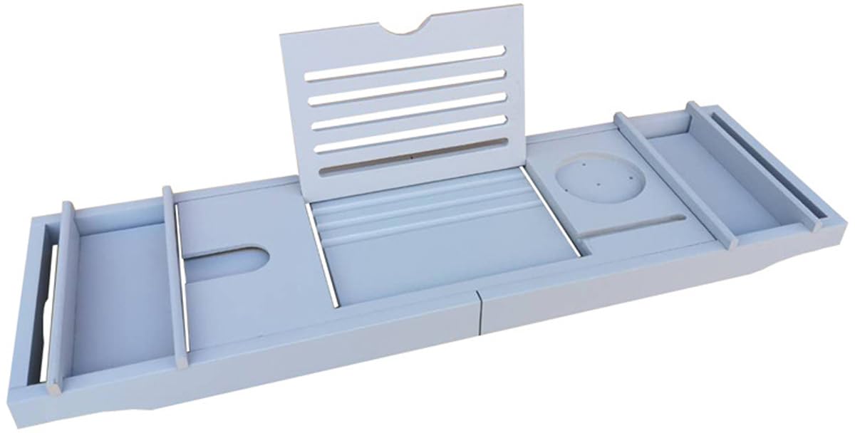 Bandeja ajustable de bambú natural para bañera con lados extensibles, soporte impermeable para copas de vino y soporte para teléfono para spa, hogar, baño, color gris, baño perfecto