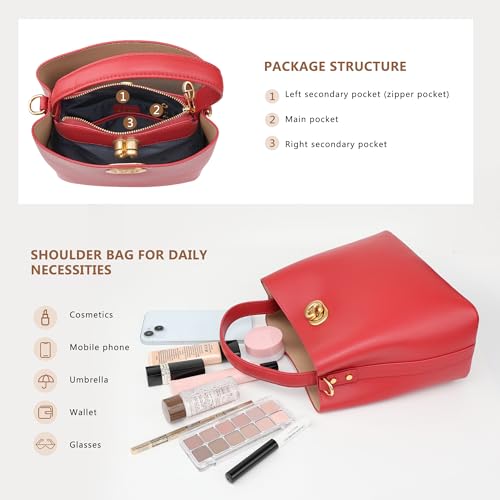 SADI Genuine Leather Tote Bag for Women, Luxury Crossbody Bags, Ladies Bucket Bags Adjustable Wide Strap Bucket Purse4