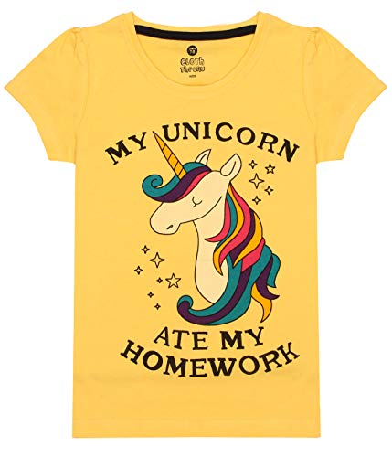 Image of Clotth Theory Girls Super Combed Cotton Regular Fit Round Neck Printed Short Sleeve Tshirt -Combo Pack of 5