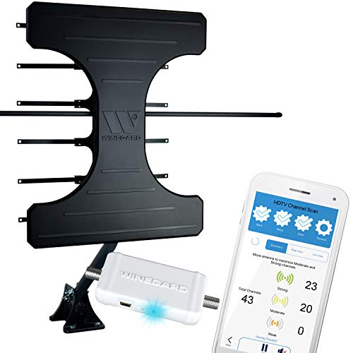 Winegard Elite Pro Outdoor VHF/UHF HDTV Antenna with Bluetooth Signal Meter and Integrated Channel Finder, Up to 70 Mile Range