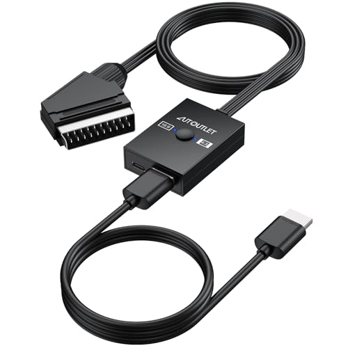 AUTOUTLET Convertisseur péritel vers HDMI, Adaptateur péritel 1080p vers HDMI, Conversion 16:9/4:3 CVBS Composite Adaptateur Audio vidéo Prend en Charge...
