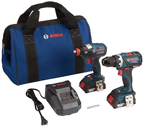 Best Deal Bosch 18 V 2-Tool Combo Kit with EC Brushless 1/4 In. and 1/2 In. Socket-Ready Impact Driver and EC Brushless Compact Tough 1/2 In. Drill/Driver CLPK238-181, Blue
