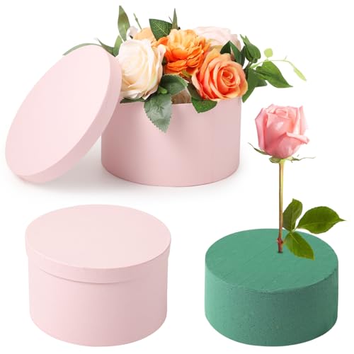 OMISTAR Round Floral Foam Present Box with Lid