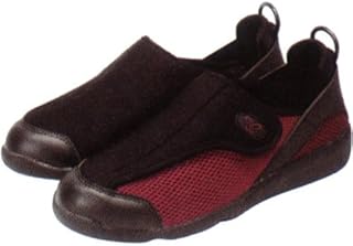 すたこらさんソフト100 軽量 介護シューズ 23cm~23.5cm ブラックxワイン