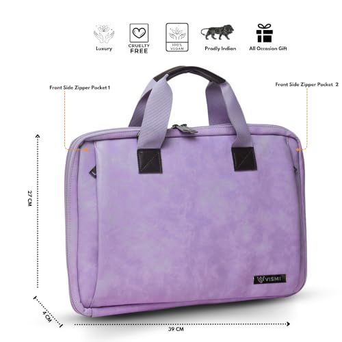 Image of VISMIINTREND Stylish Leather Laptop Bags for Men & Women | Office, Messenger, Shoulder, Handbag | Fits 13 inch,14 inch, 15.6 Inch Laptops, Macbook | Corporate Gifts for Men, Clients, Employees