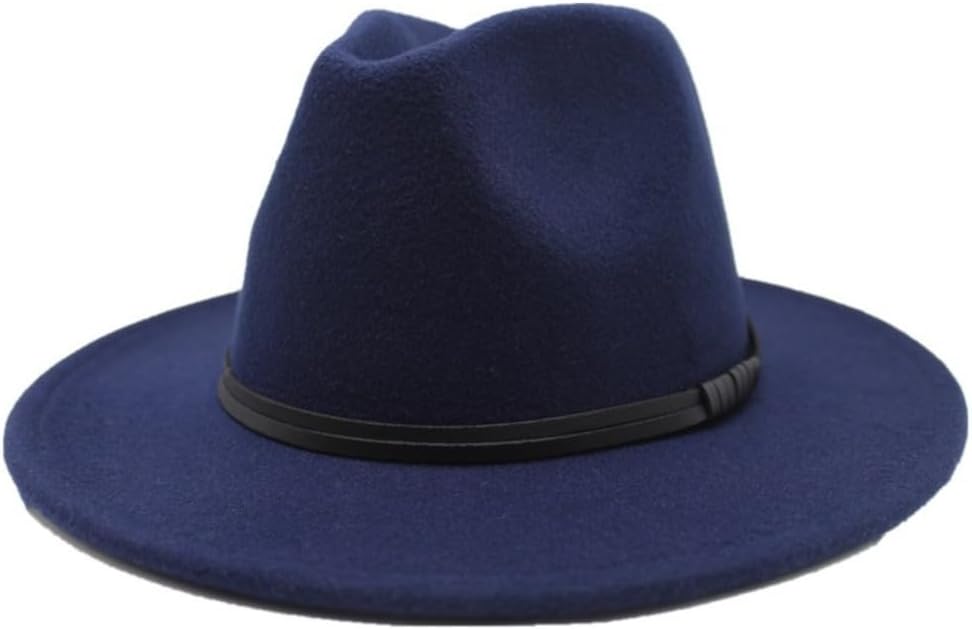 Wide Brim Wool Felt Fedora Hat, White with Pearl Chain Band, Western Style