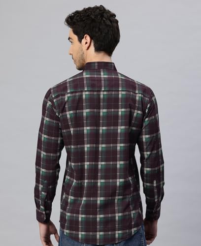 Image of Majestic Man Men's Pure Cotton Cargo Checks Shirt with Dual Flap Pockets - Slim Fit | Full Sleeve | Casual Wear | Trendy & Comfortable