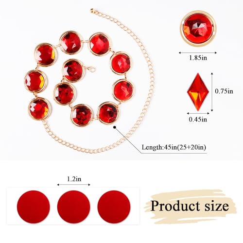 Halloween Waist Belt with Red Gems, Round Rhinestones and Diamond Chain for Costumes2