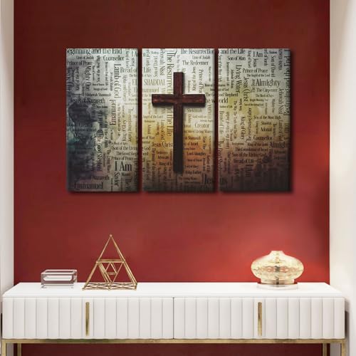 Toile murale Jésus Christ triptyque 71x107 cm cadre bois