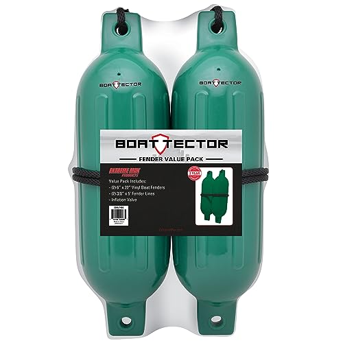 Image of Extreme Max 3006.7456 BoatTector Fender Value 2-Pack, 6 inch x 22 inch - Forest Green