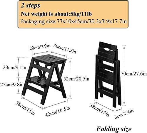 Escabeau pliant bois 2 marches charge 150 kg noir