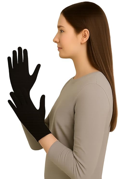 Raizex Pack of 6 Pairs | Cotton Summer Glove for Men & Women | Anti-Slip UV Protection Hand Gloves | Outdoor Sun, Dust, Pollution Shield | Elastic Fit | Black 2