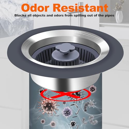 Tapón para Fregadero de Cocina 3 en 1 con Colador Acero Inoxidable miniatura 3