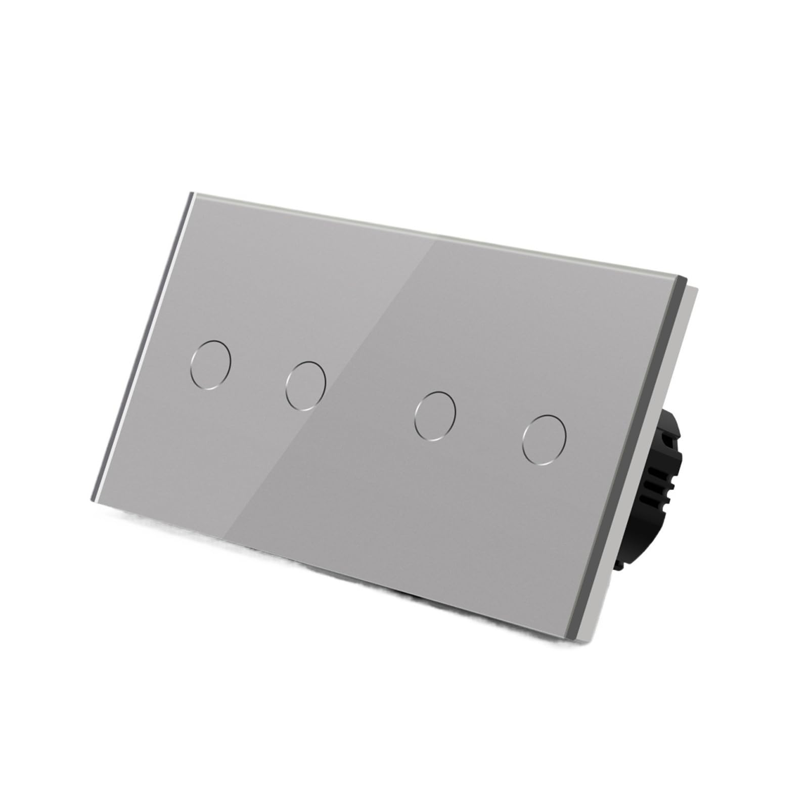 Interruptor táctil de pared de 1 vía, interruptor de luz doble de 2 posiciones, panel de cristal dorado blanco y negro, interruptor resistente al agua con luz de fondo(Gray)