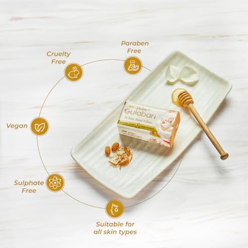 Image of Gulabari White Rose Soap - 450g (150g x 3) | Moisturizing Bathing Soap for Soft, Glowing Skin for Skin & Body | Goodness of Almond Milk, Honey & Niacinamide