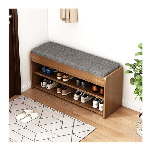 Banc de rangement pour chaussures compact avec assise rembourrée pour petits espaces