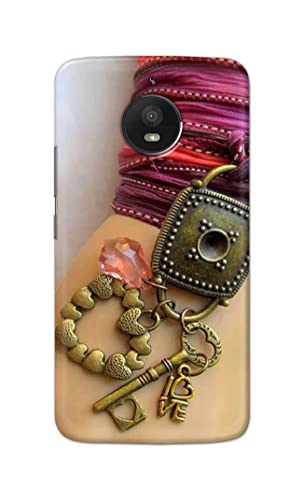 Image of Girl Hand with Keychain Hard Back Case Cover for Motorola Moto E4 Plus, XT1770, XT1773, Motorola Moto E Plus (4th Gen.) Back Cover -(J5) VNS2228