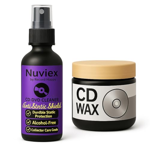 Premium CD DVD Cleaner Kit – Disc Cleaning Fluid, Microfiber Cloth, Anti-Static Glove & Cleaning Wax – Complete Compact Disc Care Set for CDs, DVDs, Blu-Rays & Video Game Discs