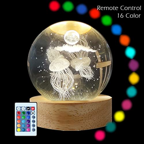 Besthome Jellyfish Lamp Gifts 3D Night Light, Gifts For Kids Room Decor For Boys Girls Brithday (16 Color, Remote Control) #TOP1