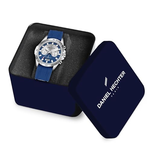Image of Daniel Hechter Paris Pantheon Collection Pantheon Collection Unique Multifunctional Watch for Men with Textured Round Dial Silicon Strap & Date Indicator-DHM1010