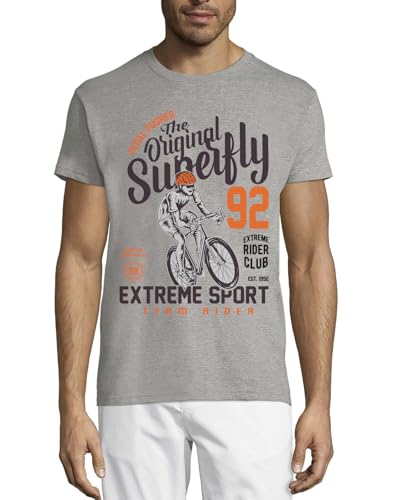T-shirt Crew Neck en coton gris pour homme Superfly Extreme Sport Rider Pedal Pusher