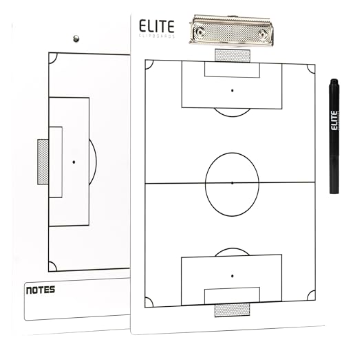 Elite Clipboards Soccer White Dry Erase Coaches Clipboard | Double-Side Soccer Coaching Whiteboard...