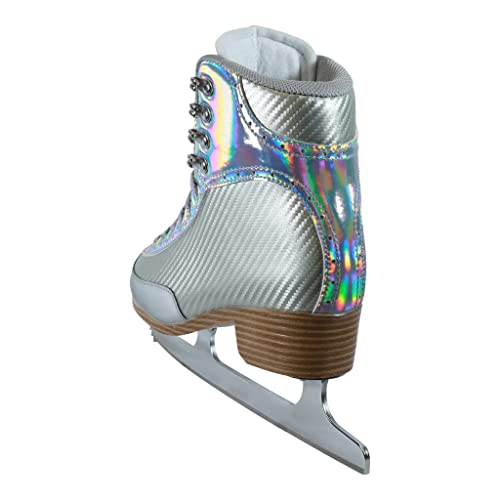 Jackson Ultima Ice Skates Softec Silver Nova ST7100 Pacote com 10 protetores de skate