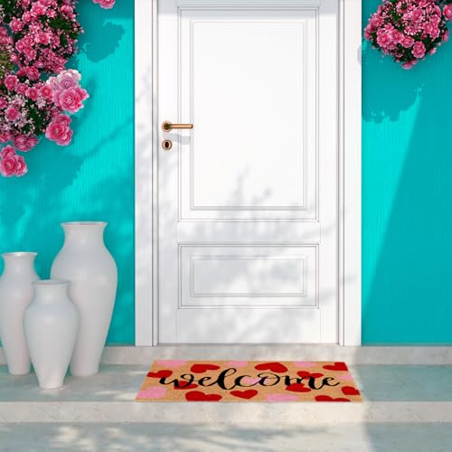 Tapete de entrada JarThenaAMCS corazón rojo y rosa 16.5x29 pulg miniatura 7