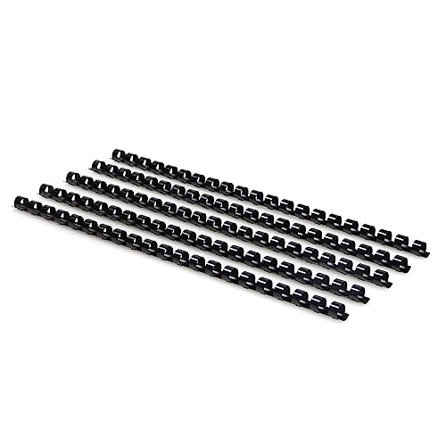 RAYSON Canutillos encuadernar de Plástico, 21 Anillas, Capacidad de Encuadernación de 55 Hojas, 10 mm, Negra, A4, Paquete de 100