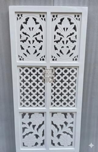 Image of Wooden Room Wall Partition /Divider /Separator 2 Panel for Home Decor /Living Room /Bedroom /Office /Kitchen, (4 Feet 2 Panel White)