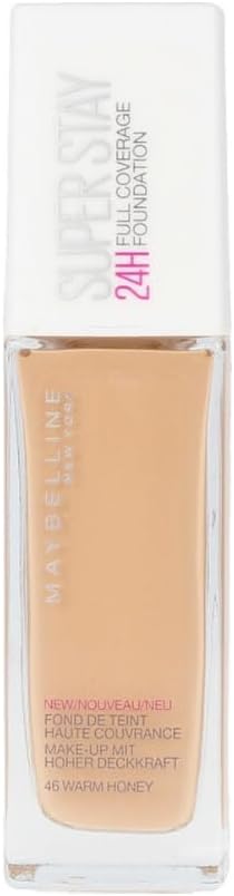 MaybellineNew York Foundation, Superstay 24 Hour Longlasting Foundation, Lightweight Feel, Water and Transfer Resistant, 30 ml, Shade: 46, Warm Honey