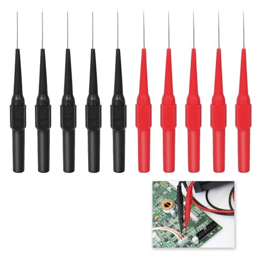 10 Piezas Sonda de Prueba Multimetro, Multímetro Digital Profesional de Alta Precisión, Sondas de Prueba Inoxidables, Conectores de 4mm para Enchufe de Plátano, Cables de Prueba de Silicona Flexible