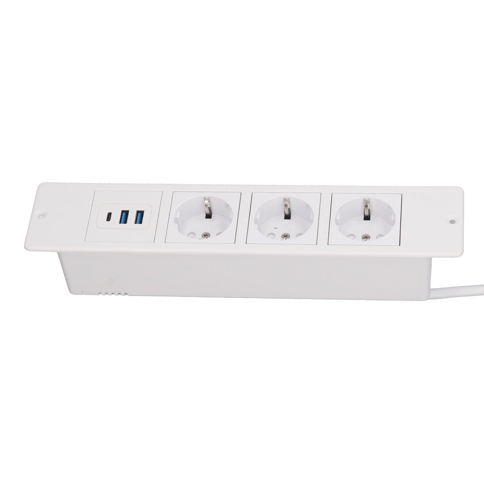 Schimer Multipresa da Incasso con 3 Prese e 2 Porte USB Cavo da 1,5 M Design Compatto per L'organizzazione della Scrivania (Bianca)