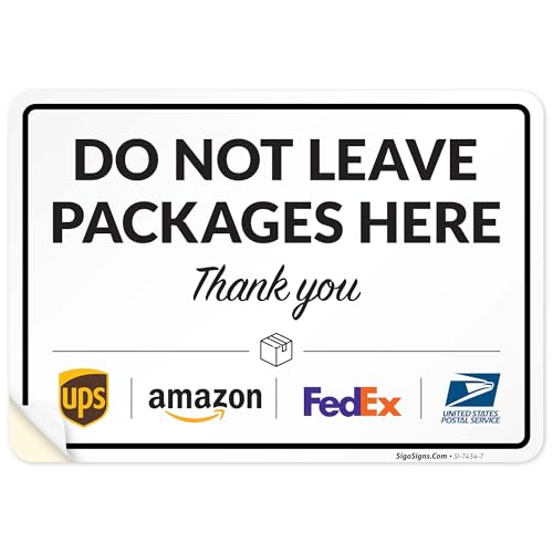 Image of Package Delivery Sign, Delivery Instructions Do Not Leave Package Here Sign, 10x7 Inches, 4 Mil Vinyl Decal Stickers Weather Resistant, Made in USA