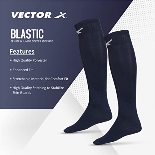 Image of Vector X Plain Blastic Stockings Polyester Blend, Unisex, Knee Length, Pack of 1 Pair