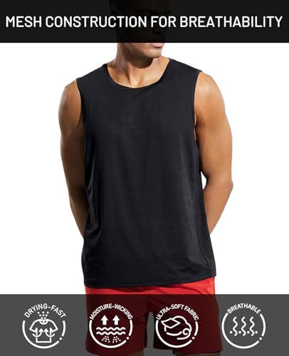 Image of MIER Men's Sleeveless Tank Top Dry Fit Workout Muscle Tee Shirt for Running Athletic Gym Sports Training, Moisture Wicking