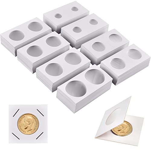 Aptbyte Coin Flips 400Pcs 8 Assorted Sizes, 2X2 Inch Coin Holders Cardboard Collection Supplies Album Display Sleeves Book For 17.5/20.5/23/ 25/27.5/31.5/35/ 40Mm Dollars, Penny, Quarter, Nickels #TOP4