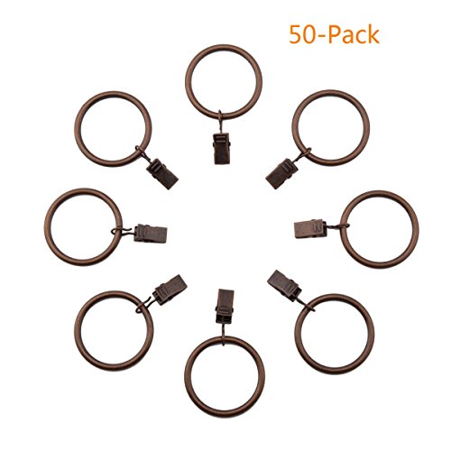 image for SWENAT Curtain Rings with Clips, 50-Pack Metal Drapery Clip with Ring,
