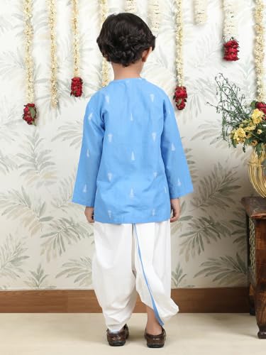 Image of POLKA TOTS 100% Cotton Elegant Traditional Dhoti Kurta Set for Baby Boys | Ultra-soft Cotton Ethnic Dress for Festivals and Weddings | Traditional Angrakha Dress for Kids Boys