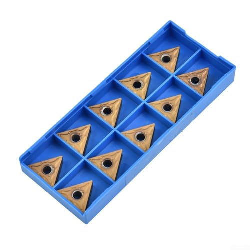 Carbide Triangular Tips Inserts TNMG 160404 Cutting Tools for Lathe, High Strength Golden Blades for Steel Machining (10 Pieces)