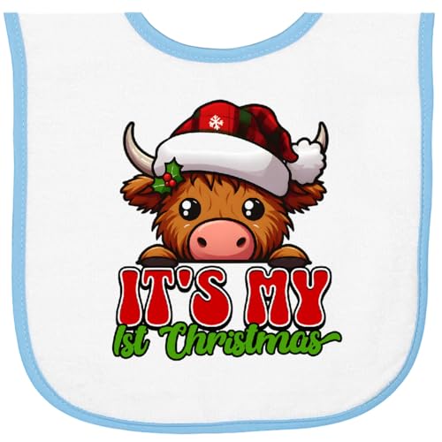 inktastic Babys 1st Christmas Cow Baby Terry Cloth Bib
